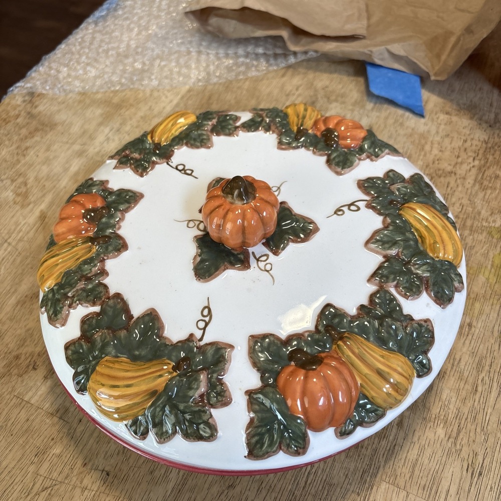 Vintage Baum Bros Pumpkin Pie Plate With Lid Please See Pic & Descrip Vtg